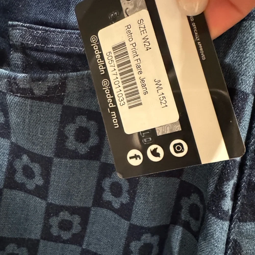 NWT- Jaded London Retro Print Flare Jeans W24 - Picture 2 of 11